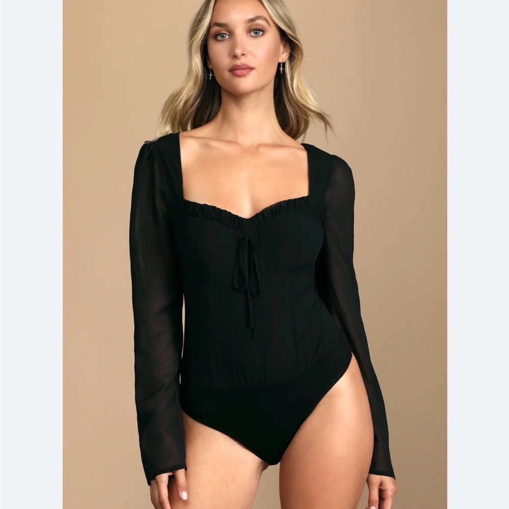 NWT Be Your Best Bustier Backless Black Long Sleeve Bodysuit